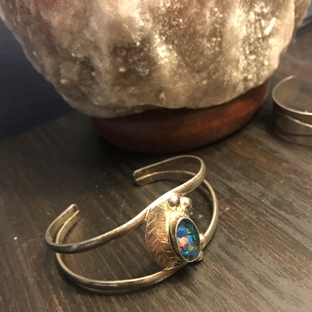 Native American Silver and Stone Bracelet
